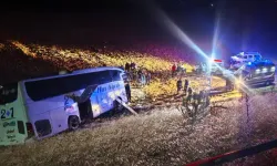 Amasya'da yolcu otobüsü şarampole uçtu