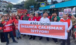A101 işçileri temel hakları için eylem yaptı