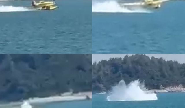 Adana’da uçağın suya düşme anı kamerada