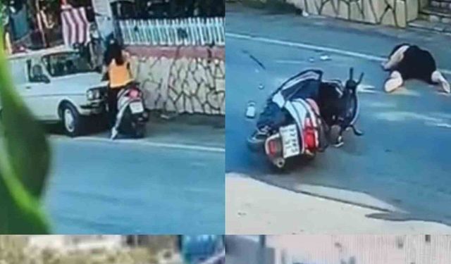 Otomobille motosikletlinin üzerinden geçti: O anlar kamerada