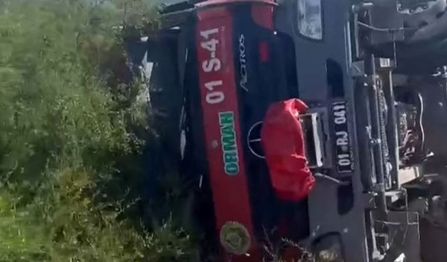 Yangına müdahaleye giden arazöz devrildi: 2 yaralı