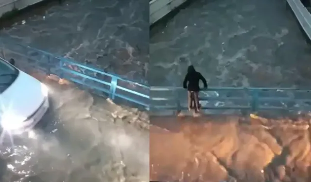 İzmir'de sağanak hayatı felç etti: Karabağlar Deresi taştı