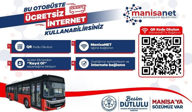 Manisa Büyükşehir Belediyesi Otobüslerinde Ücretsiz İnternet Dönemi