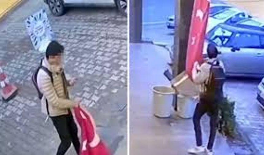 Beylikdüzü'nde Türk bayrağına saldıran şahıs yakalandı