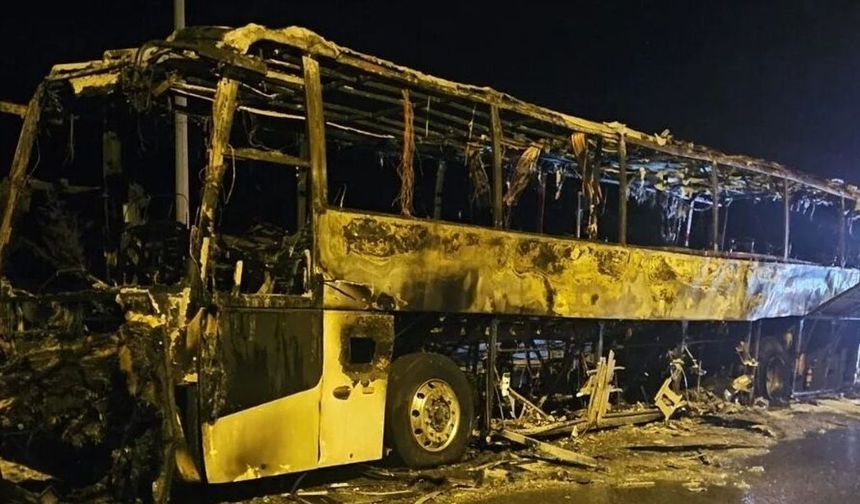 Kuzey Marmara'da otobüs seyir halindeyken yandı