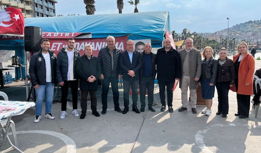 CHP Bozdoğan İlçe Örgütü, Kuşadası'nda kurulan 'adalet ve dayanışma çadırı'nı ziyaret etti.