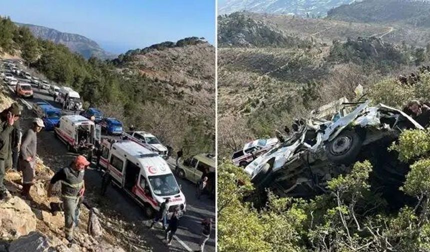 Mersin'de işçi servisi uçuruma yuvarlandı