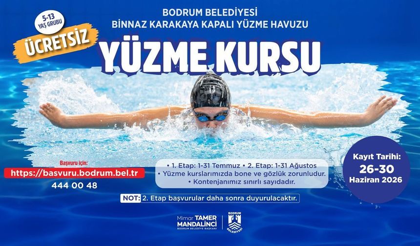 Bodrum Belediyesinden ücretsiz yüzme kursu