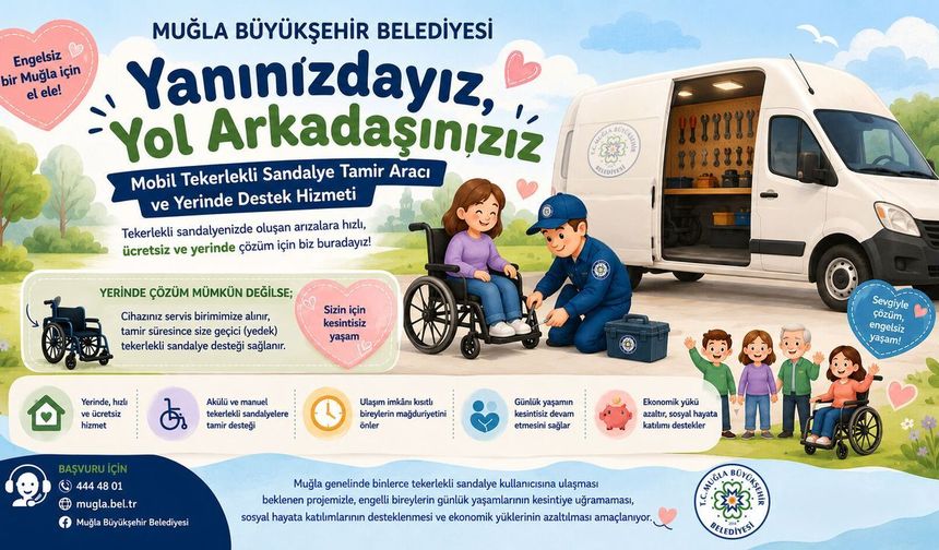Mobil tekerlekli sandalye tamir aracı Muğla için yollarda